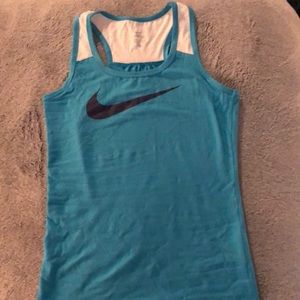 Nike light blue and white nike tank top